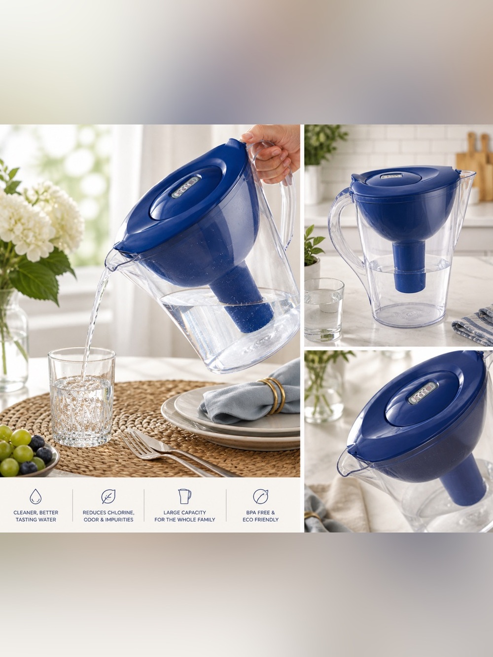 Water Filter Pitcher 10-Cup – Red or Blue